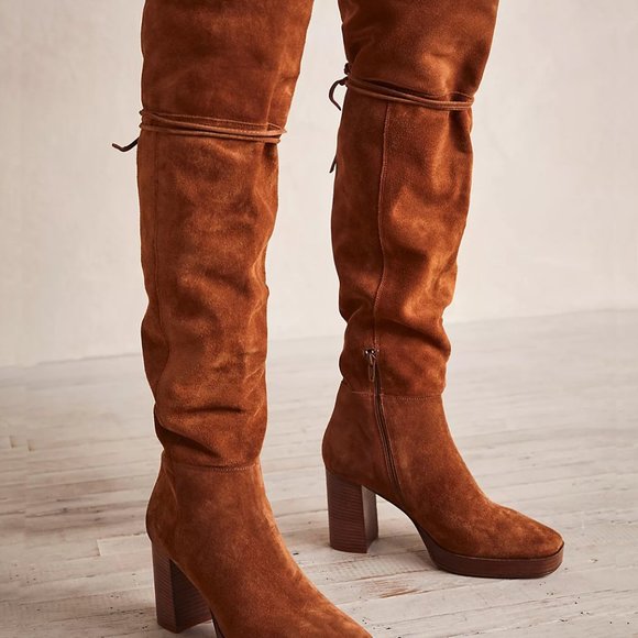 FREE PEOPLE Shoes - NEW $298 FREE PEOPLE CHESTNUT ECHO PLATFORM OVER-THE-KNEE BOOTS SIZE 39.5 / 9.5